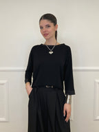 Maglia Barchetta Con Profili in Satin 43002