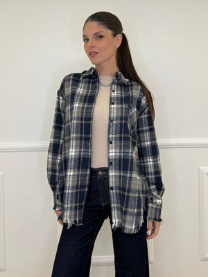 Camicia Madras Sfrangiata TR0780 Blu
