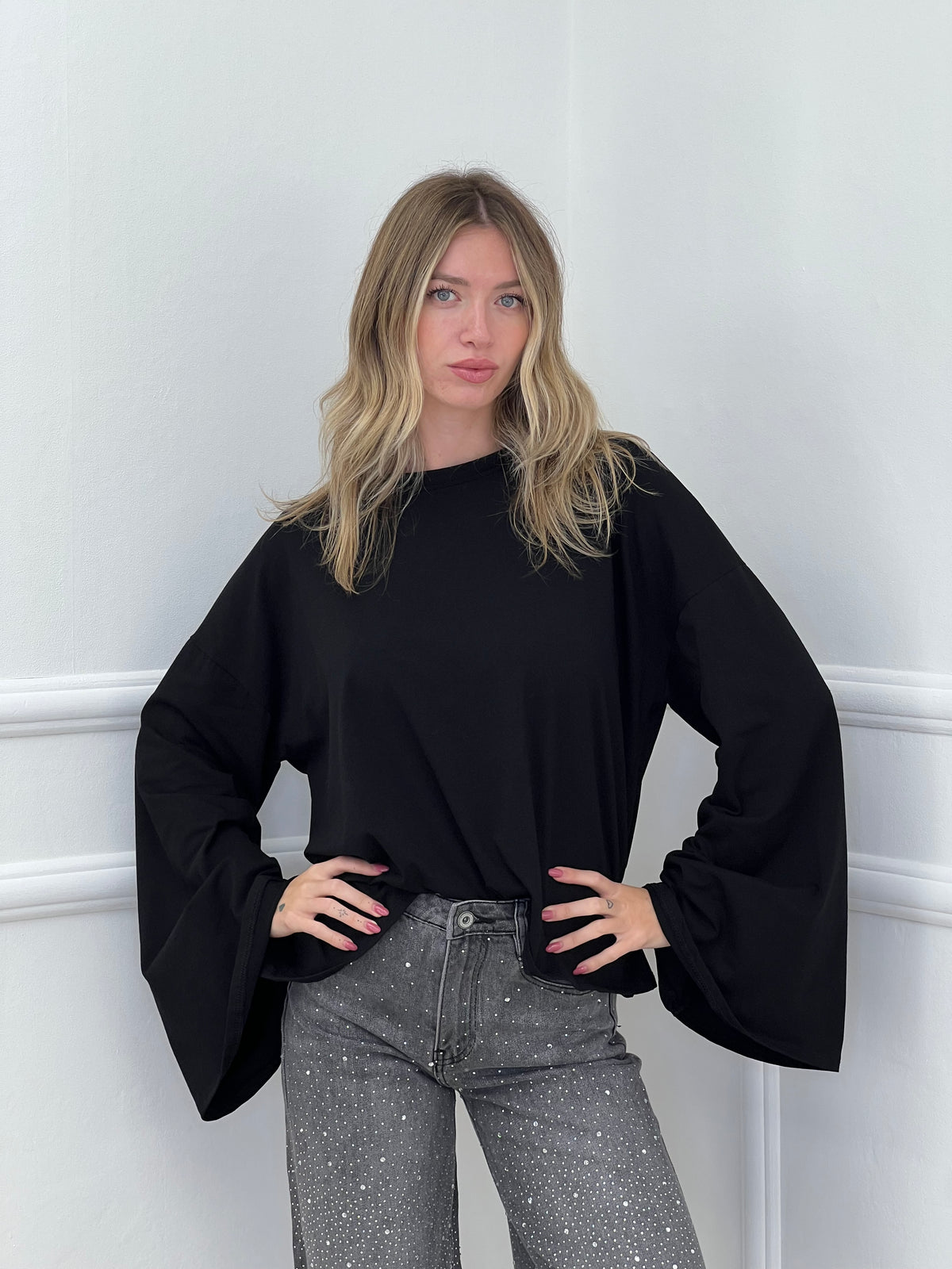 T-shirt Maniche Lunghe Ampie BM270 Nero