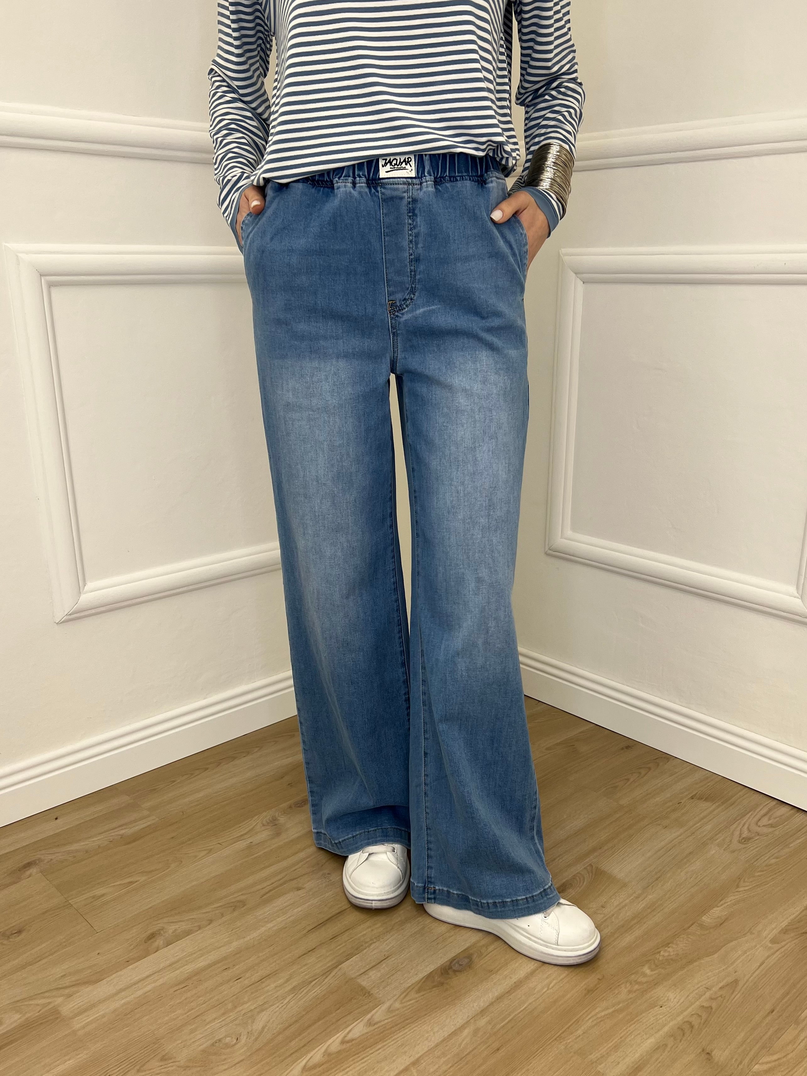 Jeans con Vita Elastica 9337 Azzurro