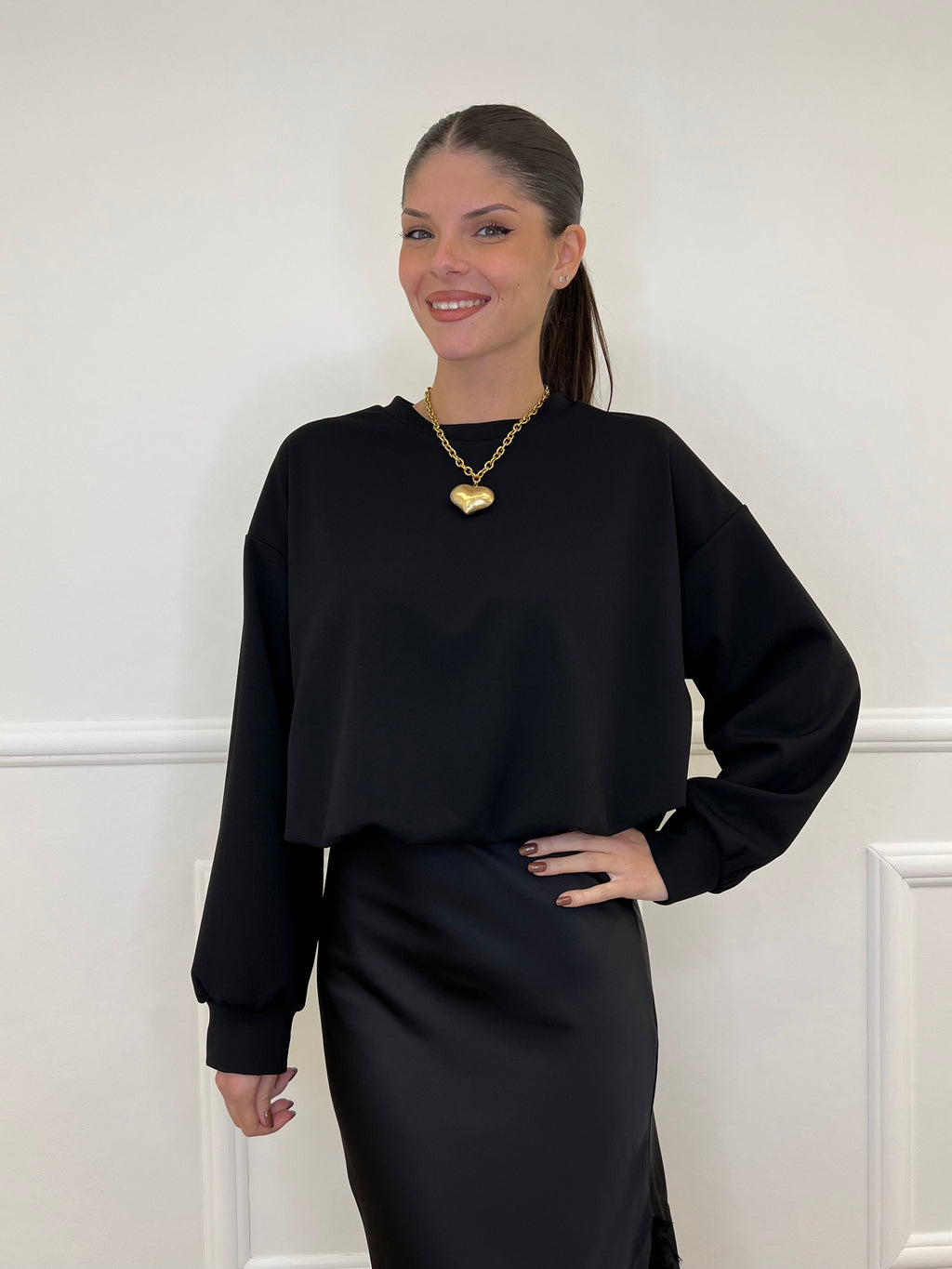 Felpa Crop 83625 Nero