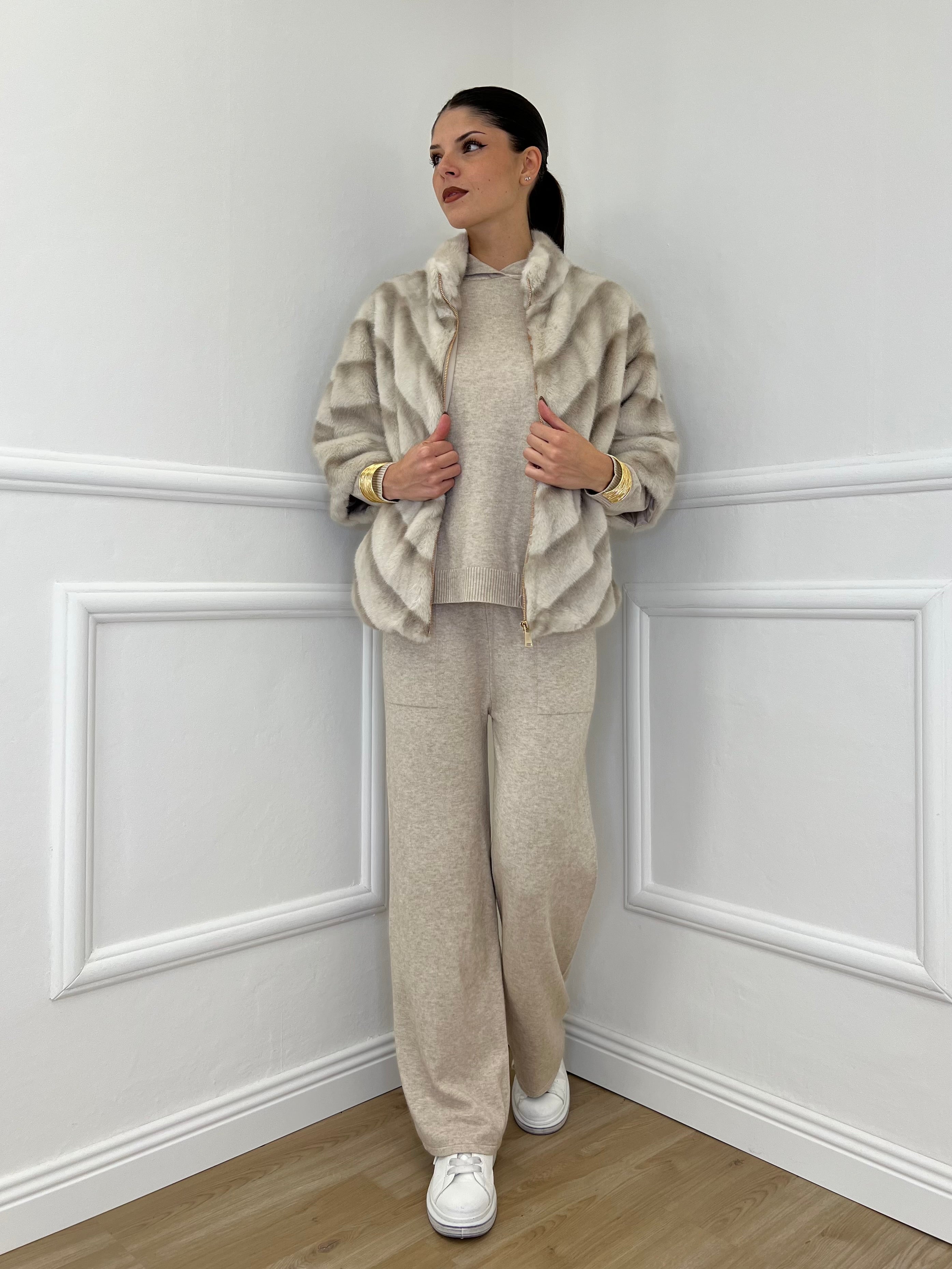 Pelliccia Chevron C037 Ecru