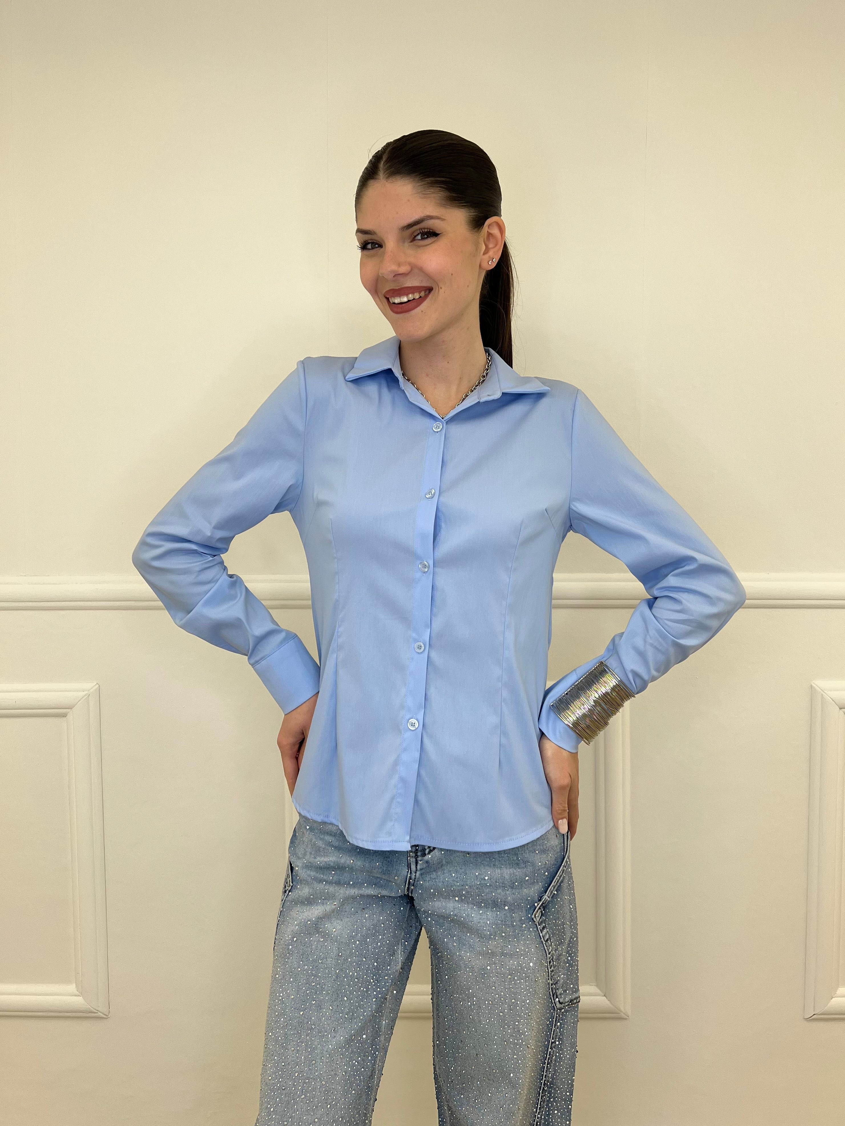 Camicia Slim Cotone 6036 Azzurro