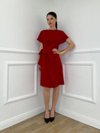 Vestito Con Drappeggio e Fiocco 4782 Rosso