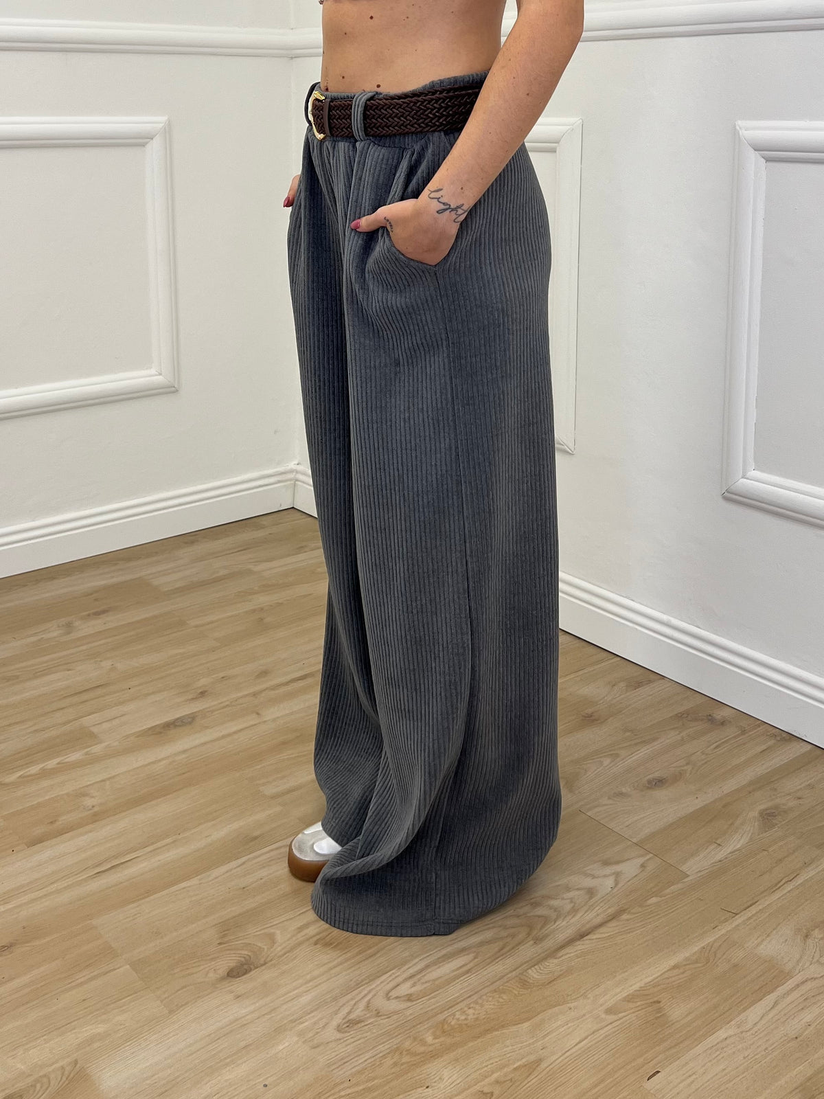 Pantalone Corduroy Cintura 27998 Grigio