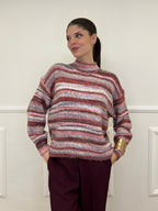 Maglia Over Multicolor 25215 Bordeaux