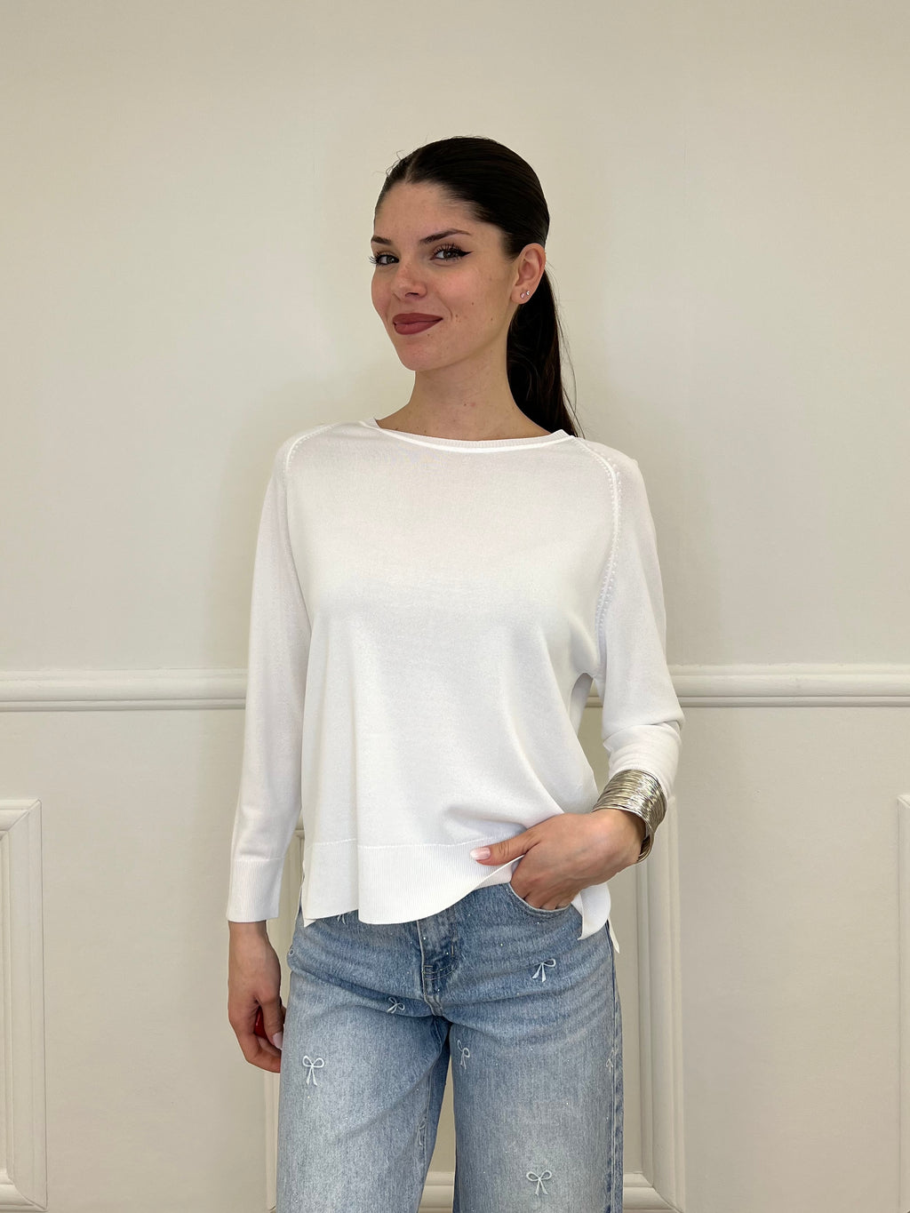 Maglia in Filo di Viscosa J185 Bianco