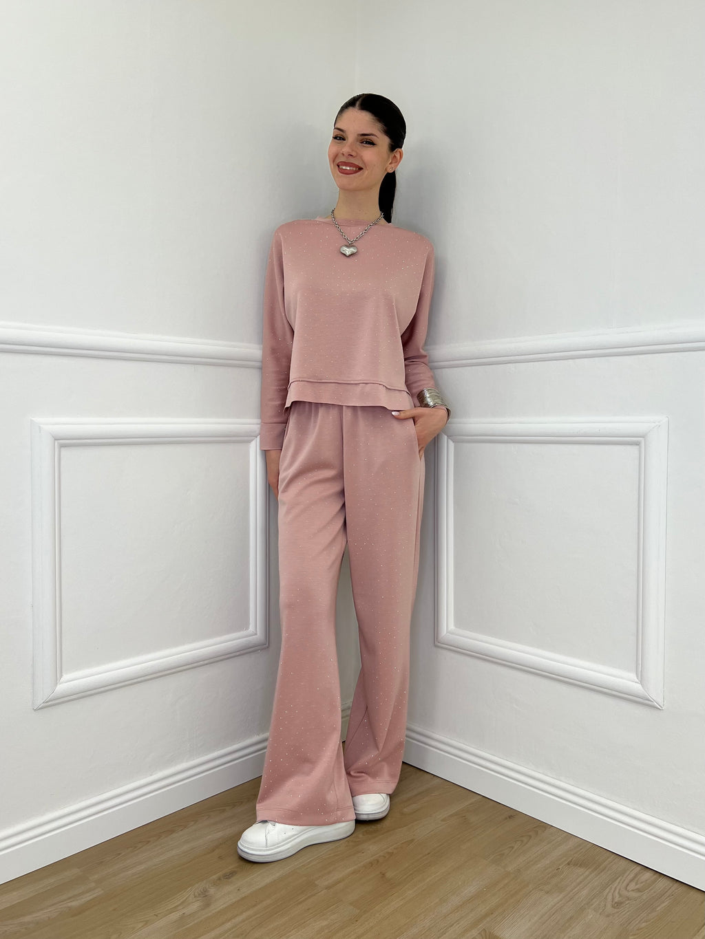 Completo Tuta Strass 036521 Rosa