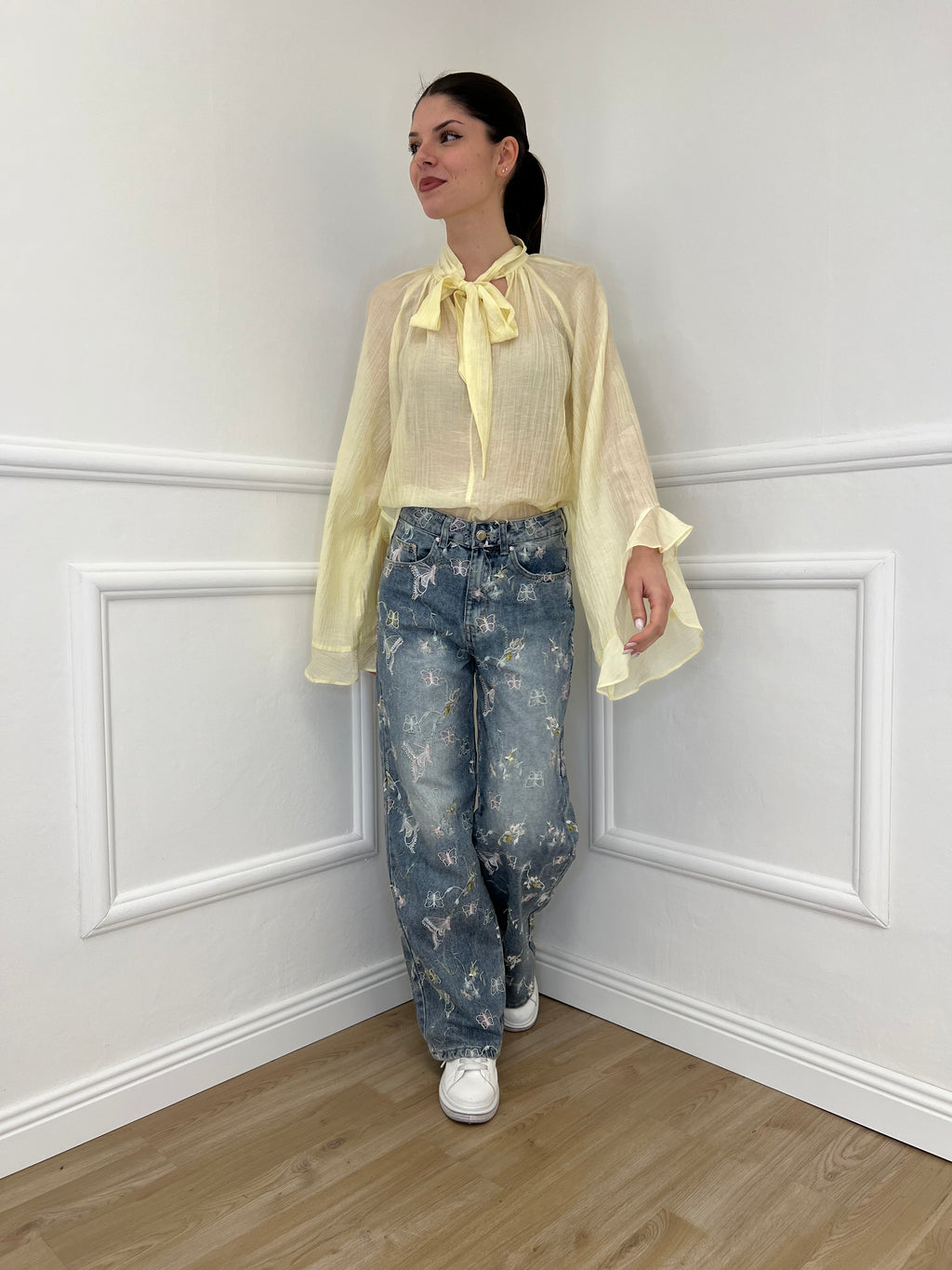 Camicia in Tencel con Fiocco 2608 Giallo