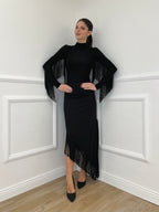 Gonna Asimmetrica Frange Lumina LD3830 Nero