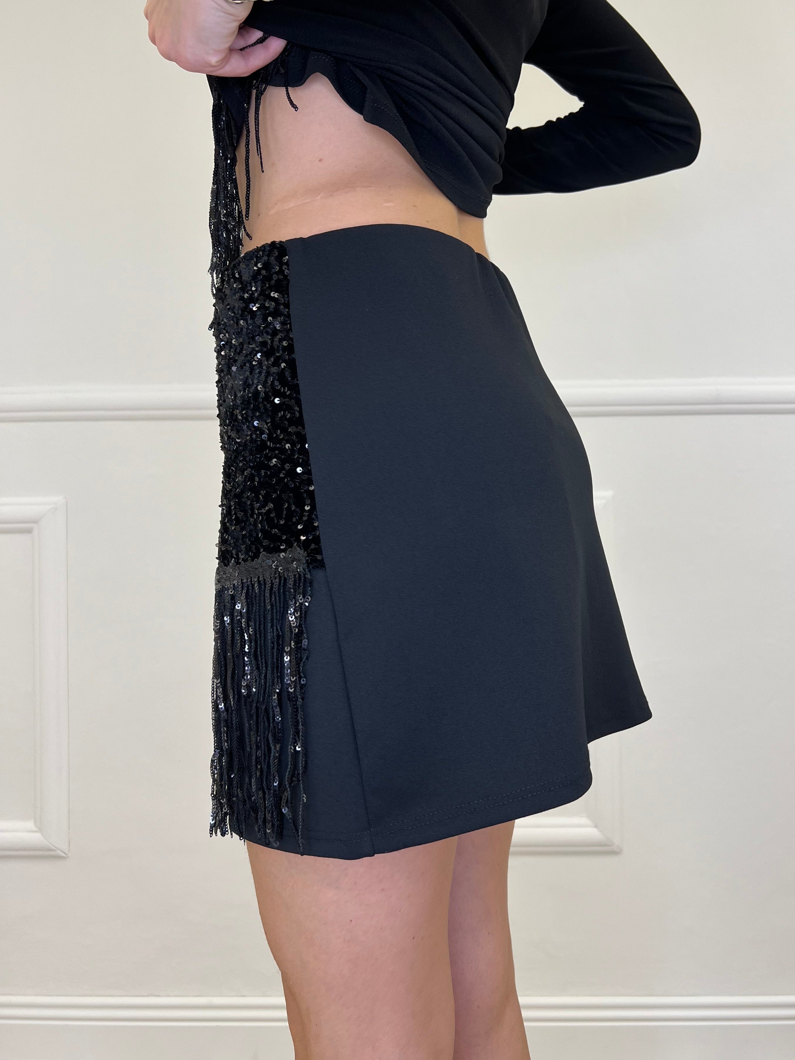 Gonna Frange Paillettes 55882 Nero