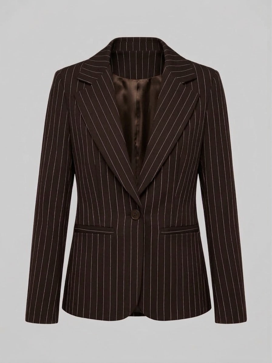 Tailleur Gessato Monopetto 83459 Marrone