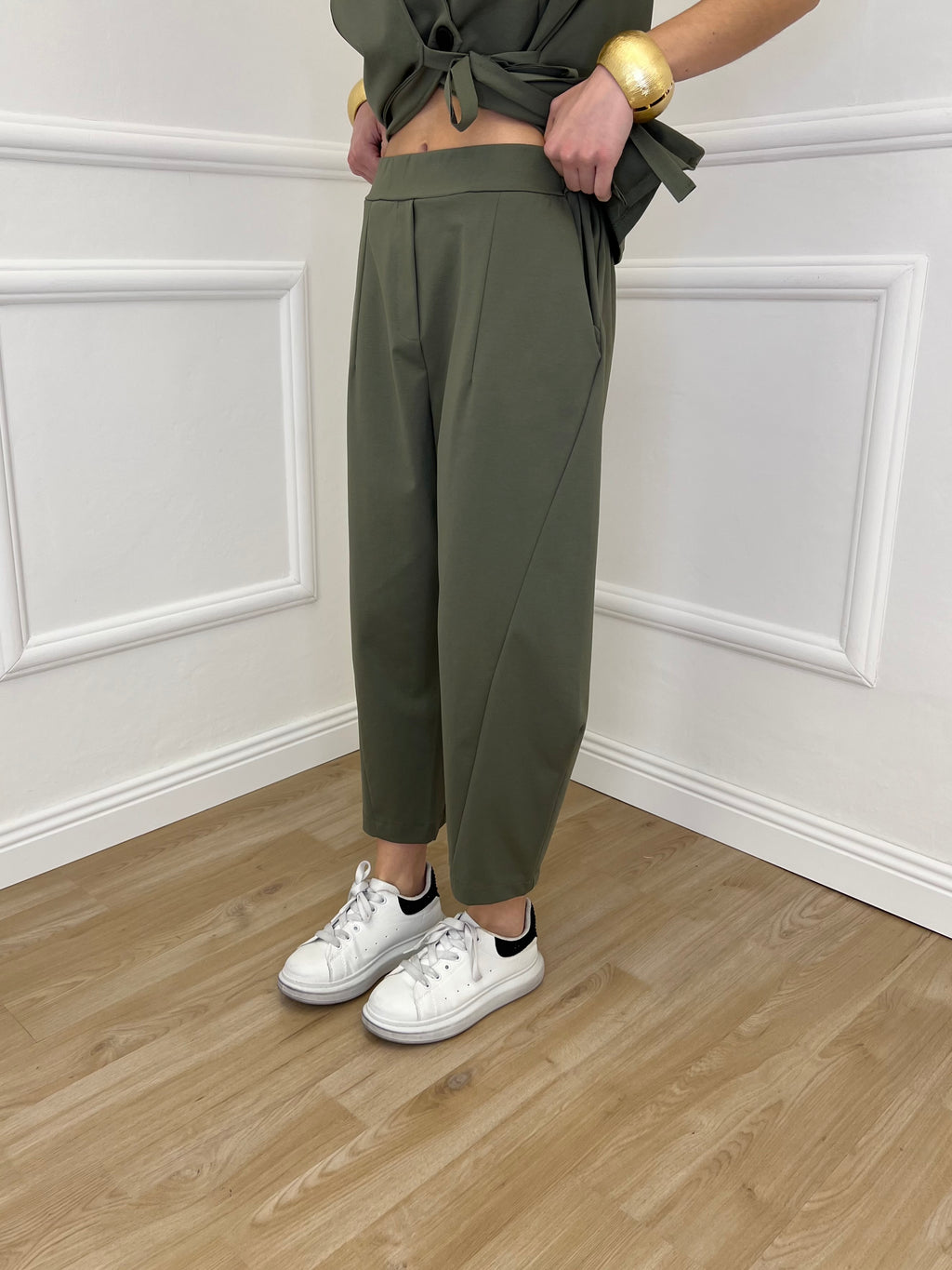 Pantalone Balloon Punto Milano 9516 Verde Militare