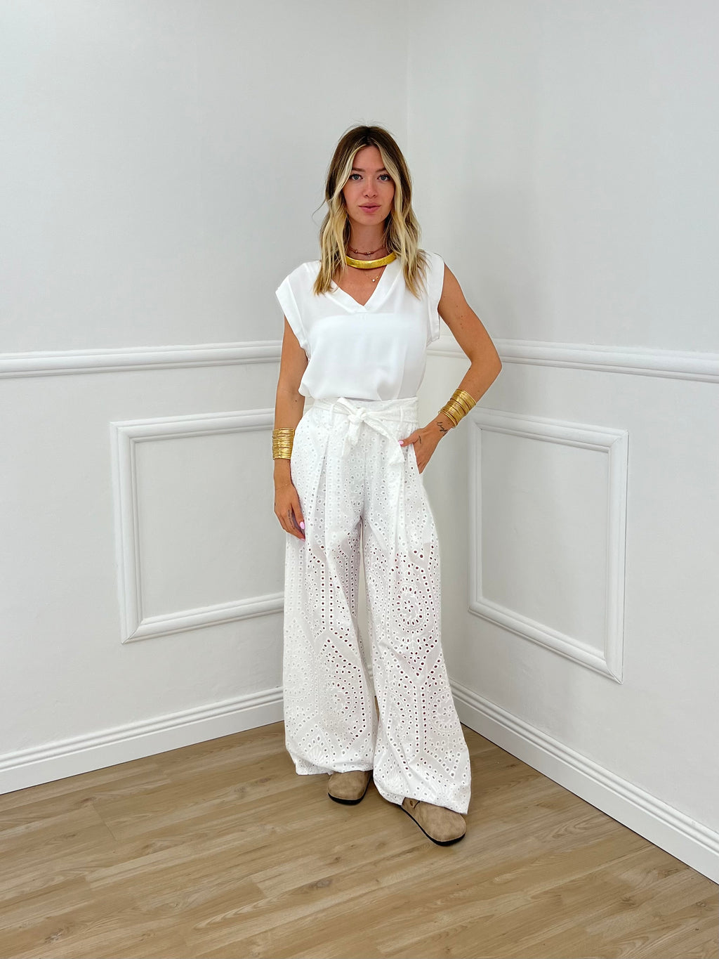 Blusa Viscosa Profili Satin 83307 Bianco