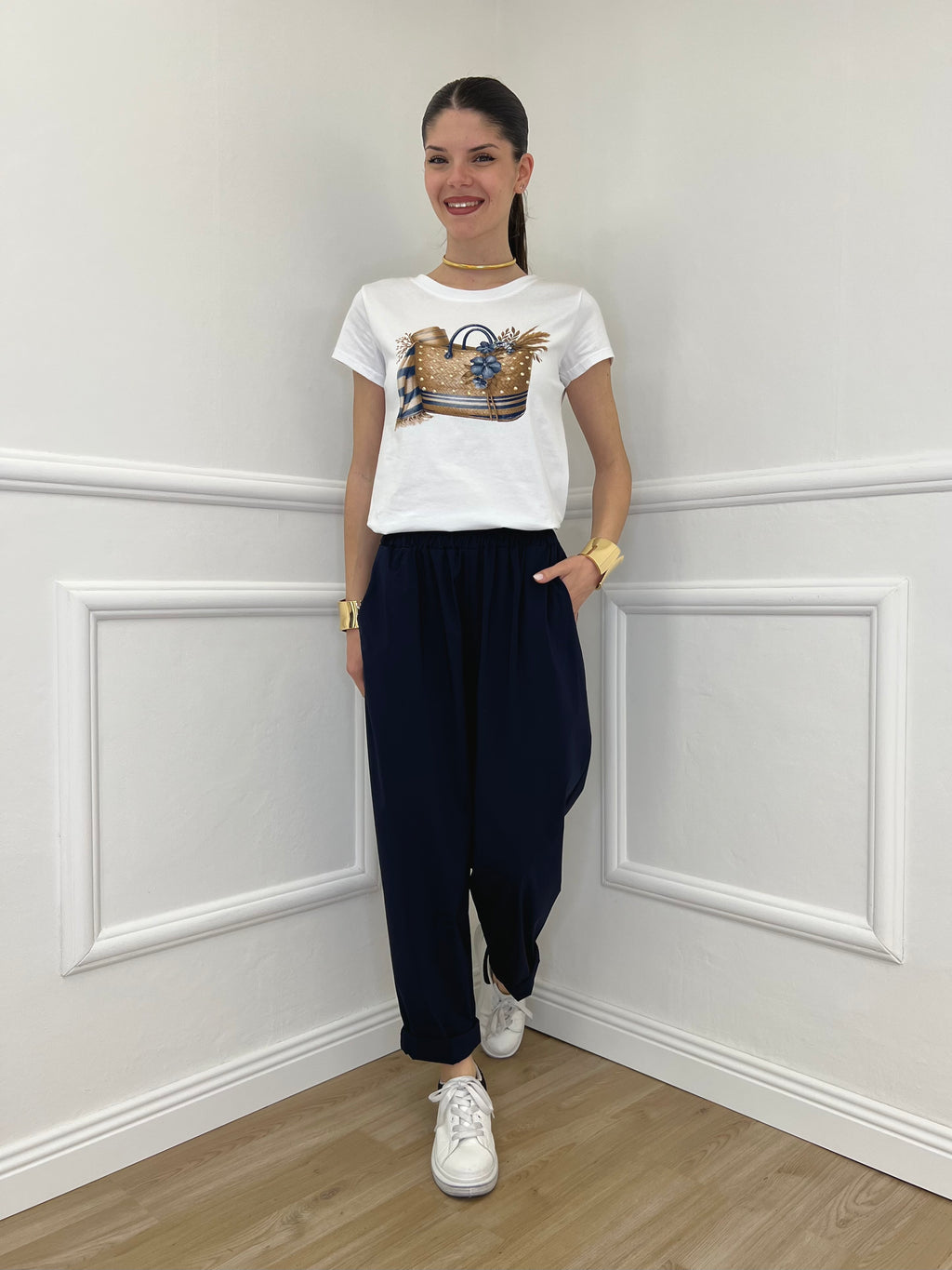 Pantalone Baggy Viscosa 2815 Blu