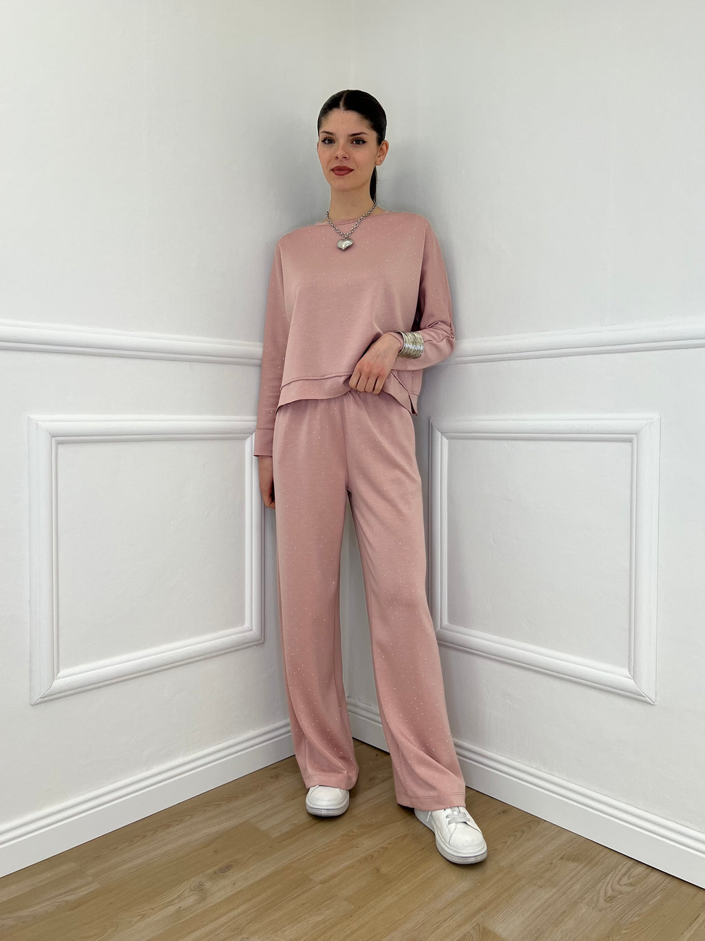 Completo Tuta Strass 036521 Rosa