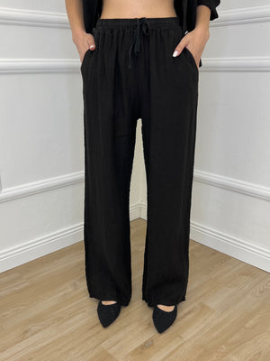 Pantalone Lino Coulisse 2209 Nero