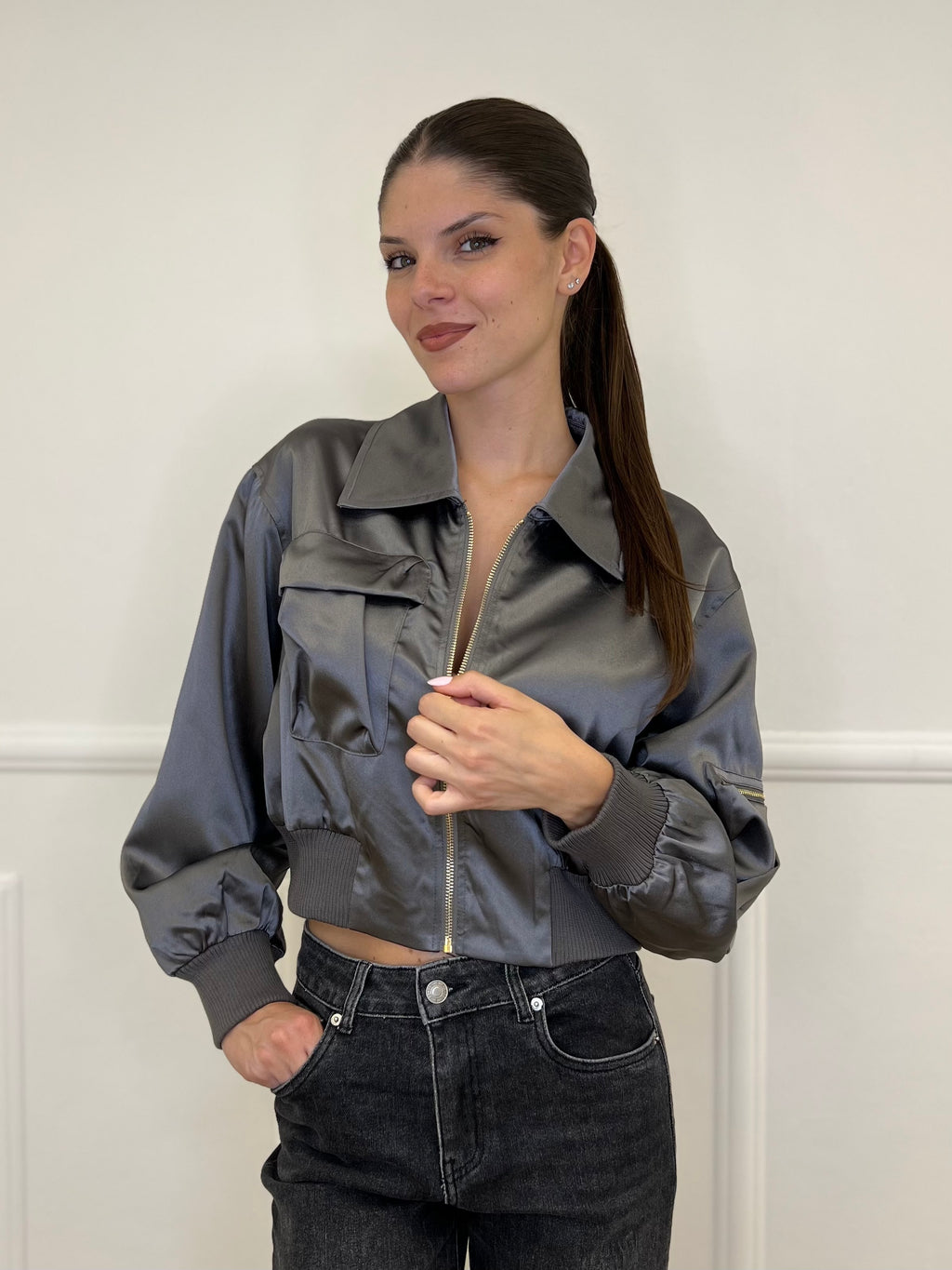 Bomber Raso 24444 Piombo - Bazar Abbigliamento