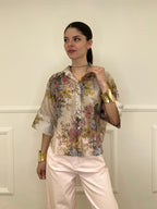 Camicia Tencel Crop Fiori 4099 Rosa