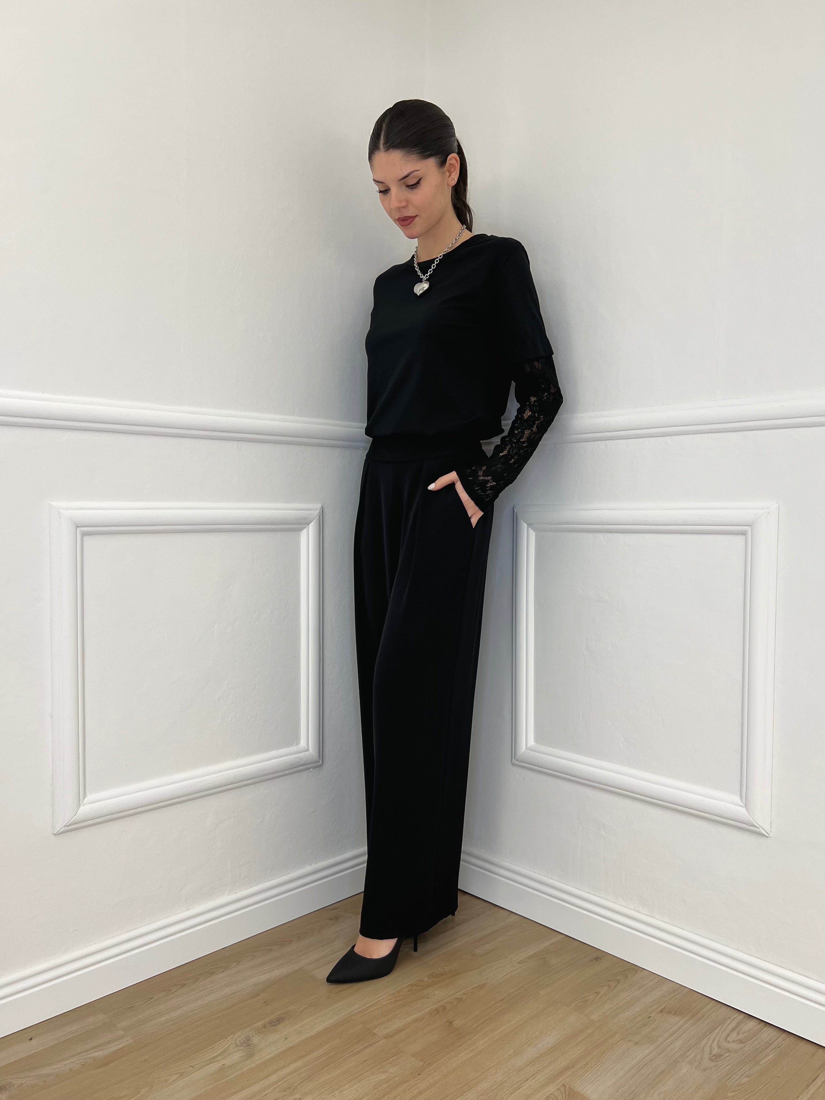 Pantalone Fluido 22059 Nero