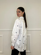 Camicia Cuori Tinta Unita HQ045 Bianco e Blu