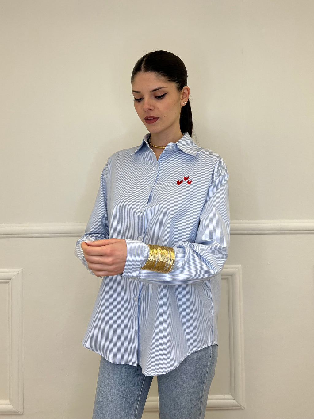 Camicia Ricamo "Fitnes Atty" 2497 Azzurro