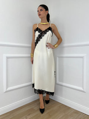 Abito Asimmetrico Pizzo 19690 Panna