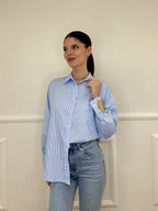 Camicia No Vabbè a Righe 5081 Azzurro e Rosso