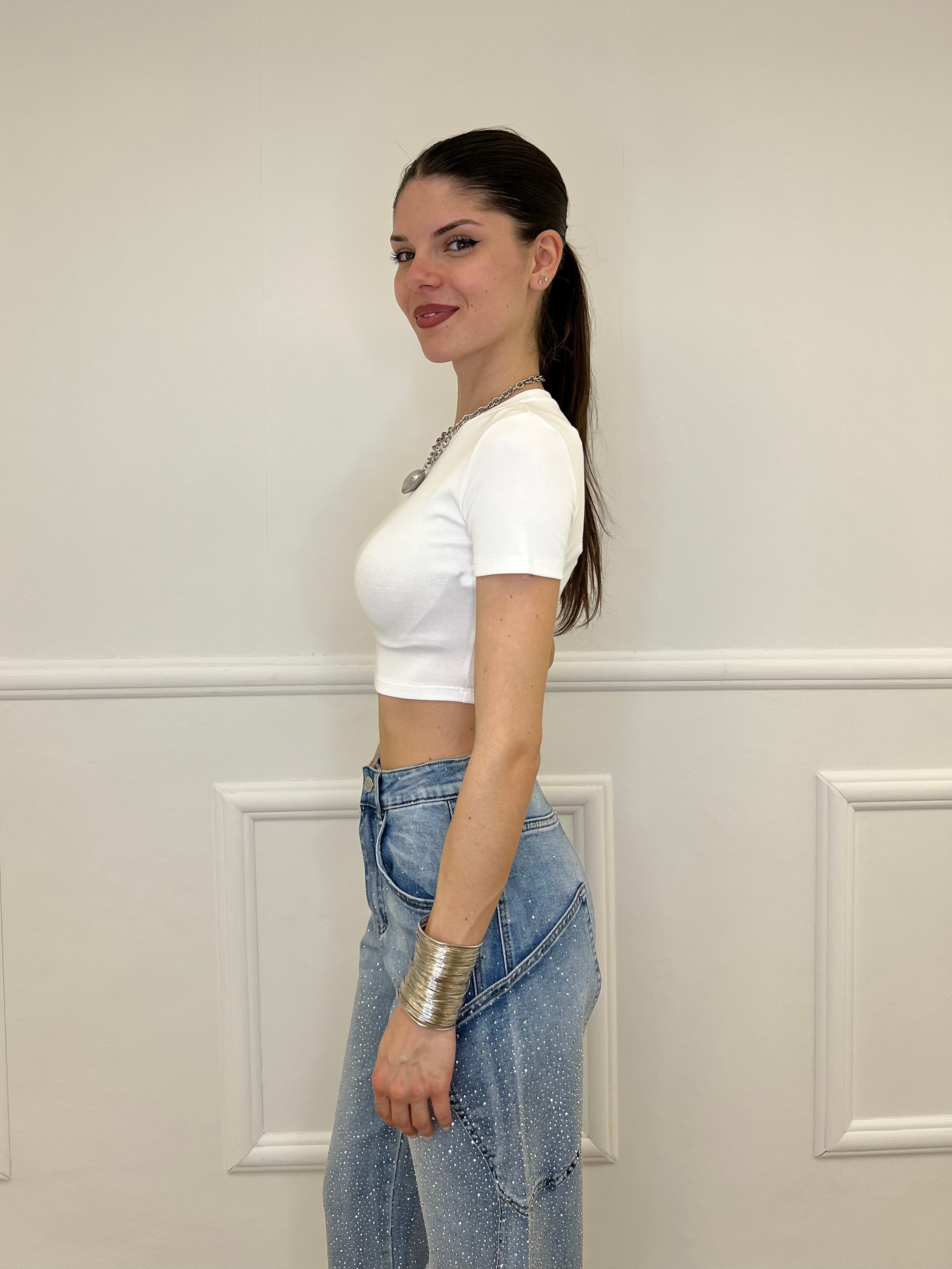 T-shirt Crop Lumina LC240001 Bianco