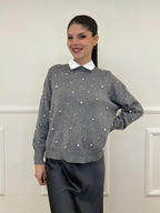 Maglia Perle Girocollo 7313 Grigio