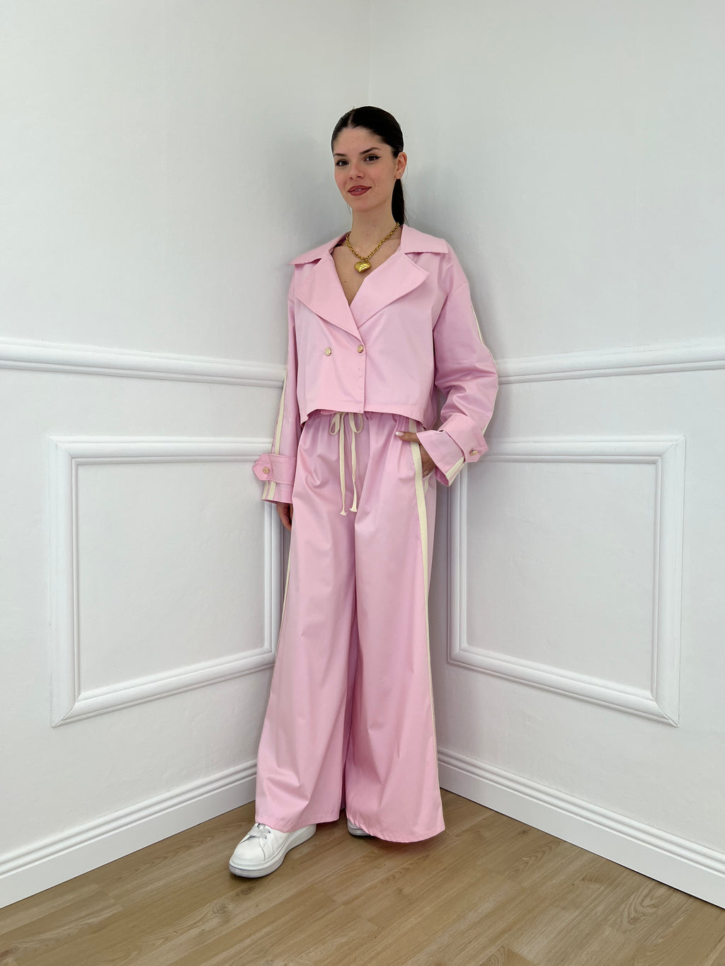 Pantalone Palazzo Bande 7809 Rosa