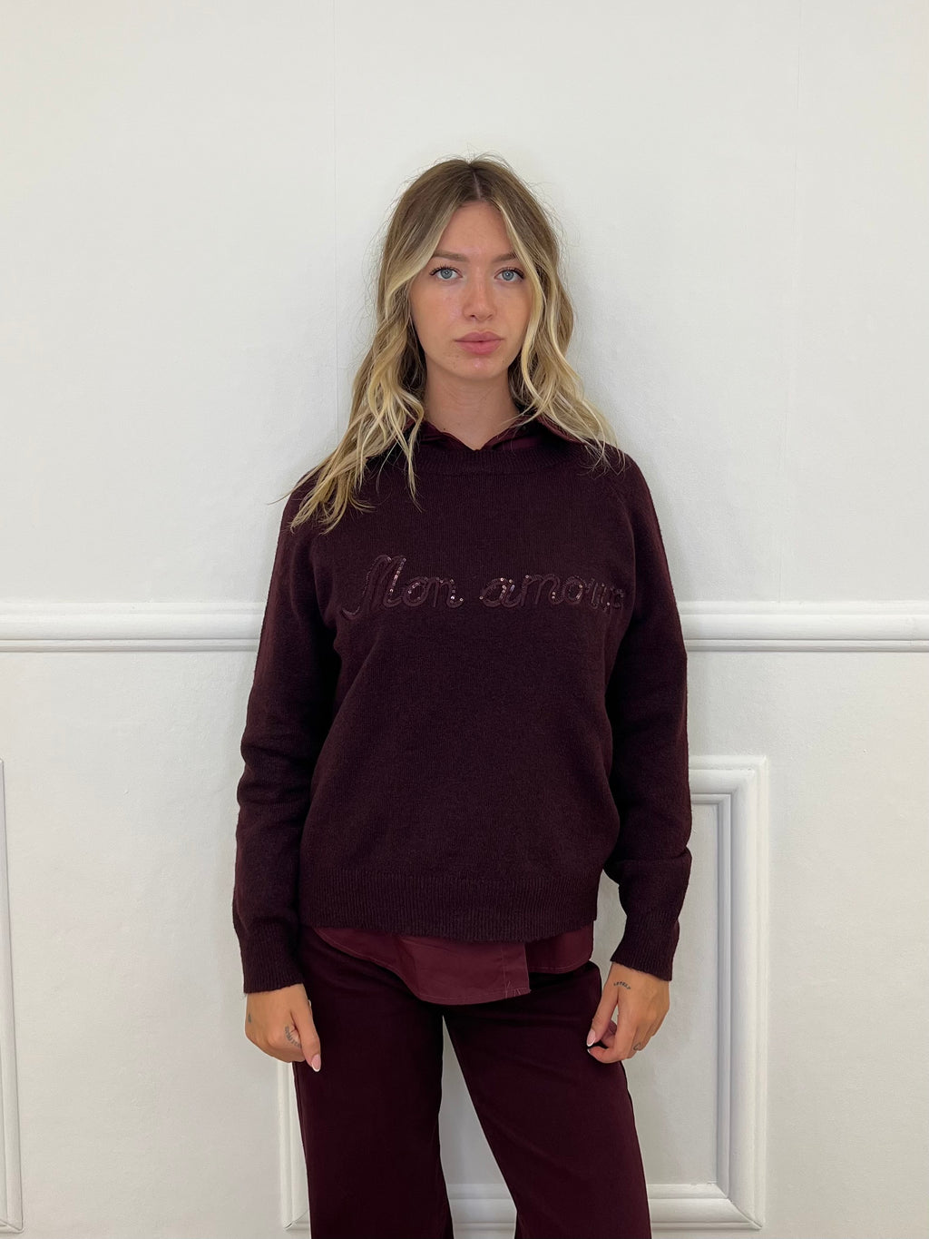 Pullover Mon Amour NZ5583 Burgundy