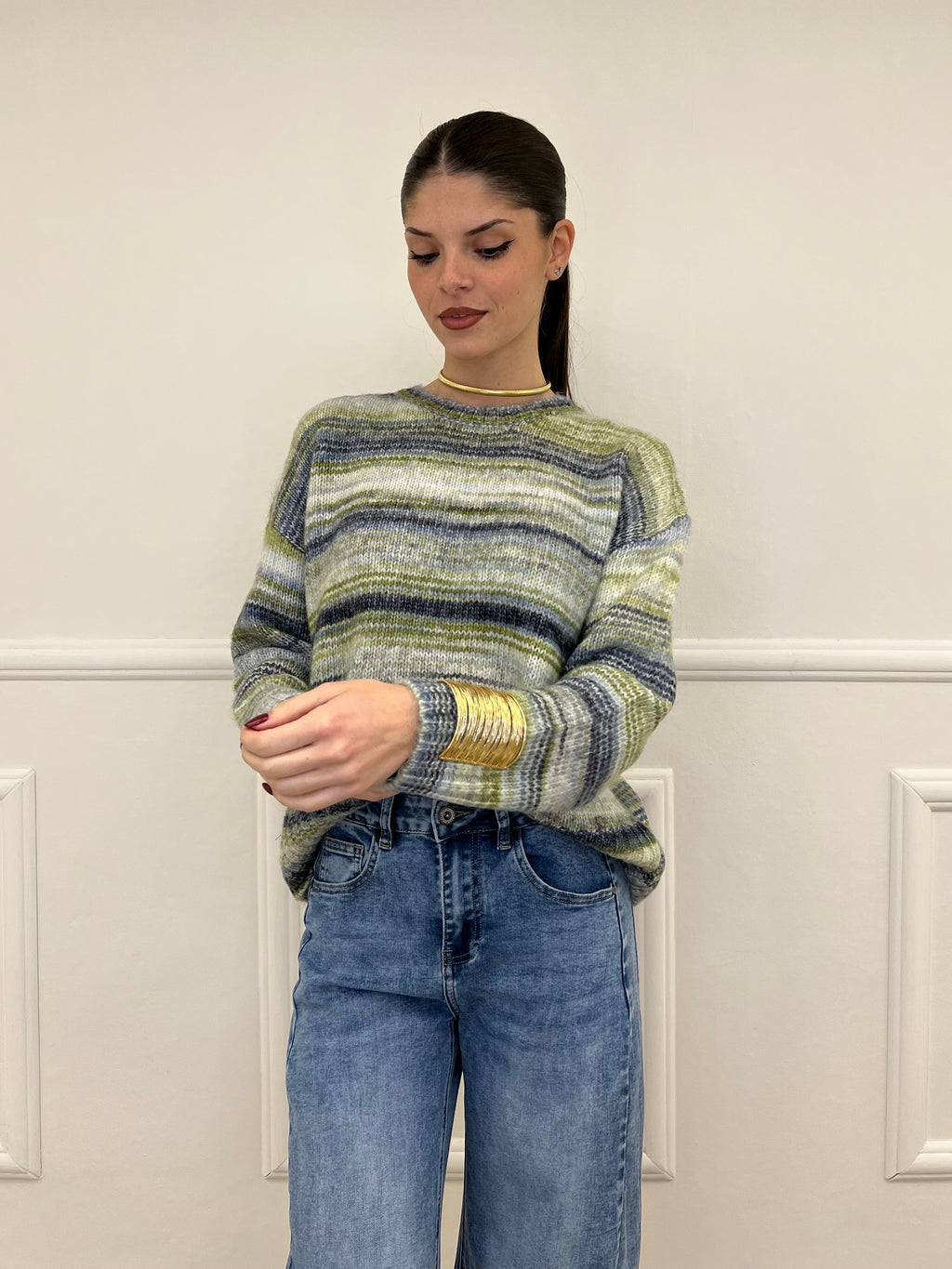 Maglia Girocollo Multicolor 25205 Verde