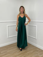Vestito Satinato 1072 Verde Smeraldo