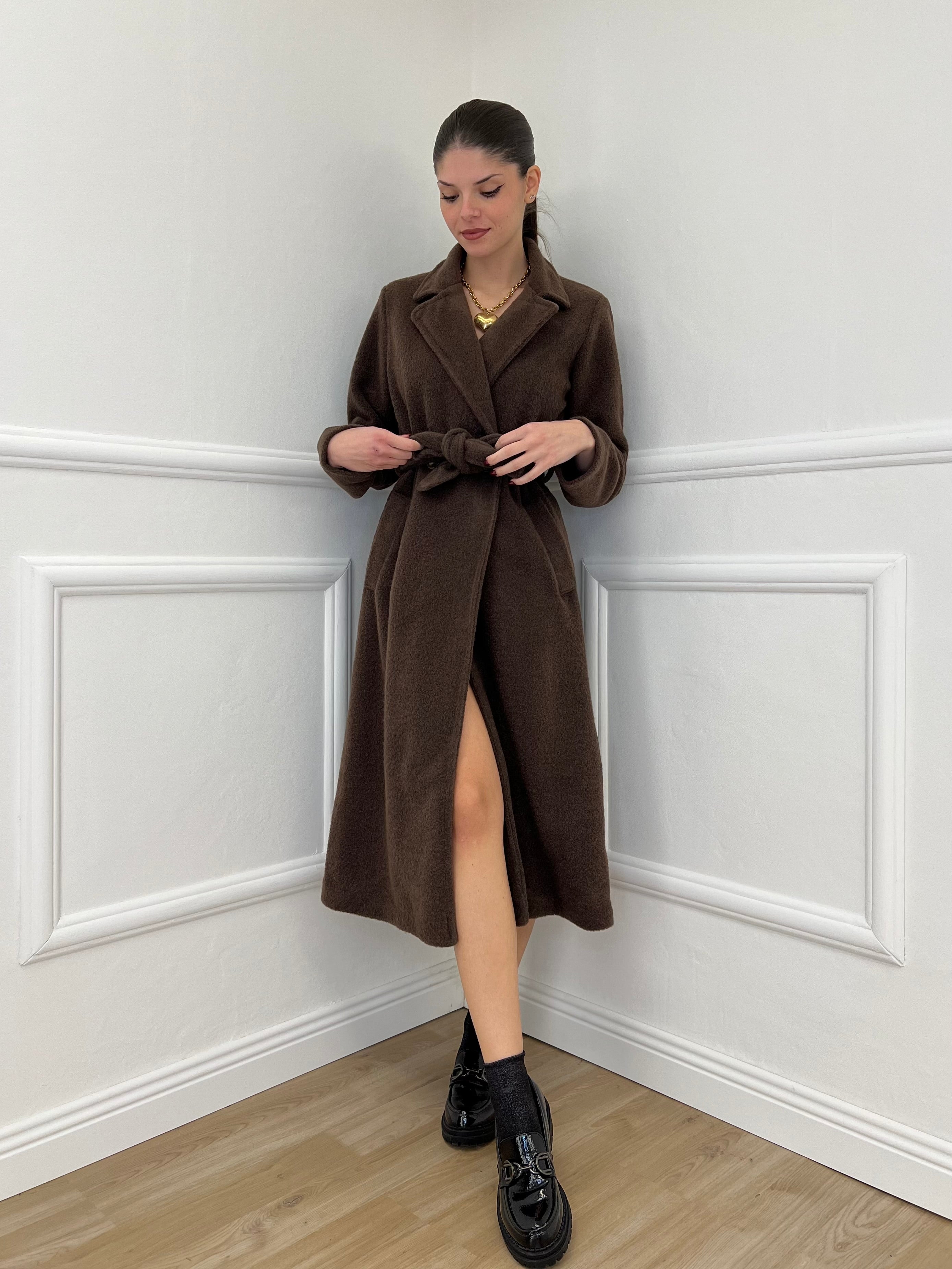 Cappotto Bouclé Cintura 91022 Moro