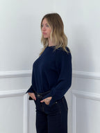 Maglia Polsini con Spacco 24160 Blu