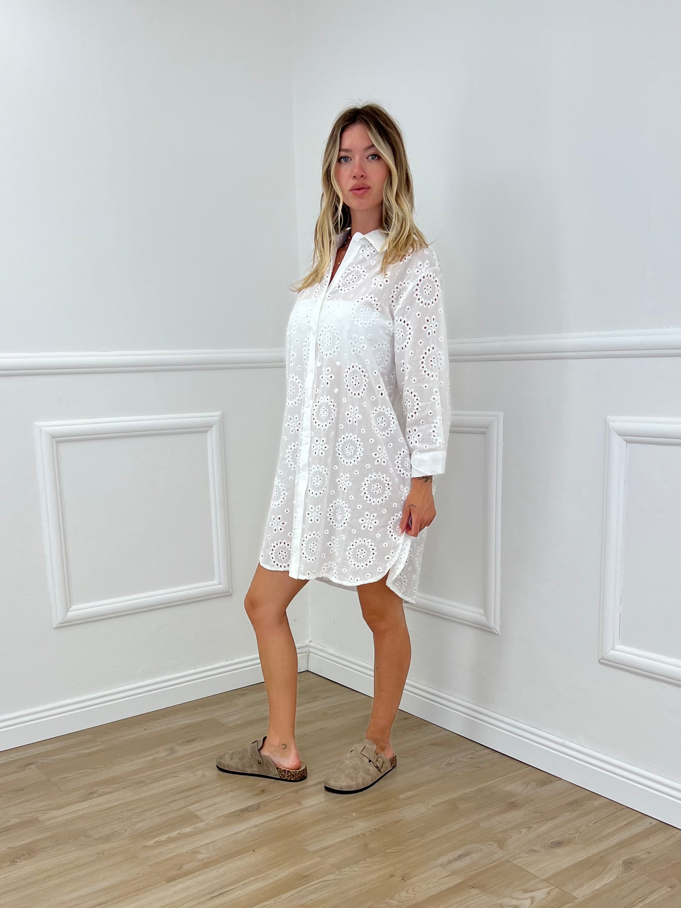 Maxi Camicia Sangallo 18004-1 Bianco