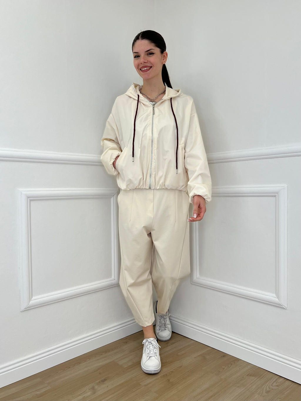 Pantalone Balloon Punto Milano 9516 Panna