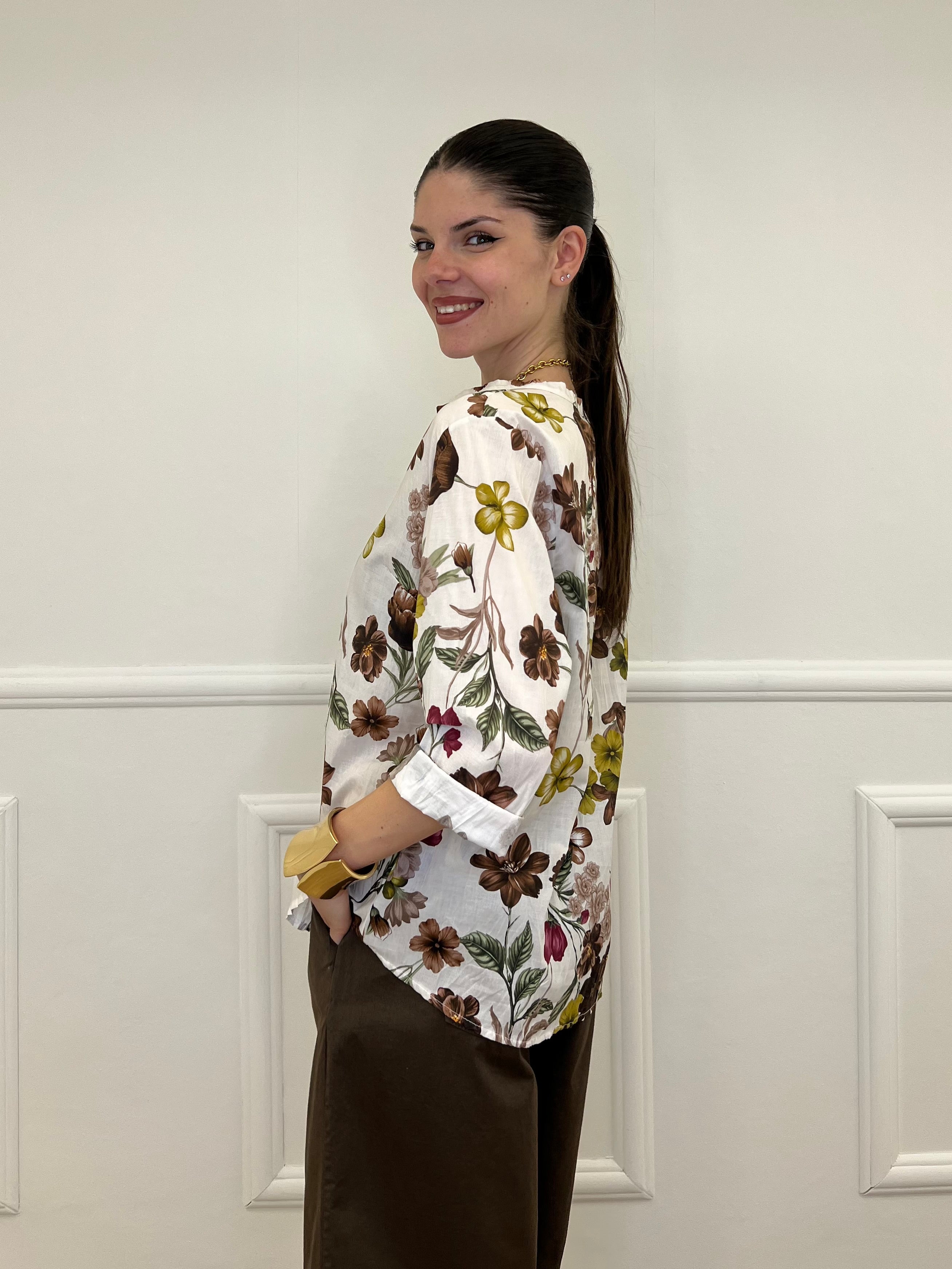Camicia Fiori Strop Coreana 2588 Verde