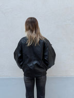 Bomber Ecopelle Martellata F01 Nero