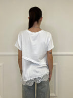 Maglietta Combinata Con Pizzo 20611 Bianco