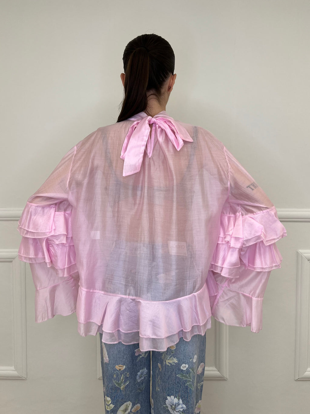 Blusa in Tencel a Balze 6108 Rosa