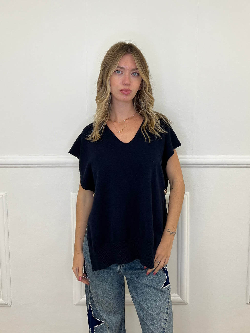 Maglia Viscosa e Alpaca con Bottoni 3502