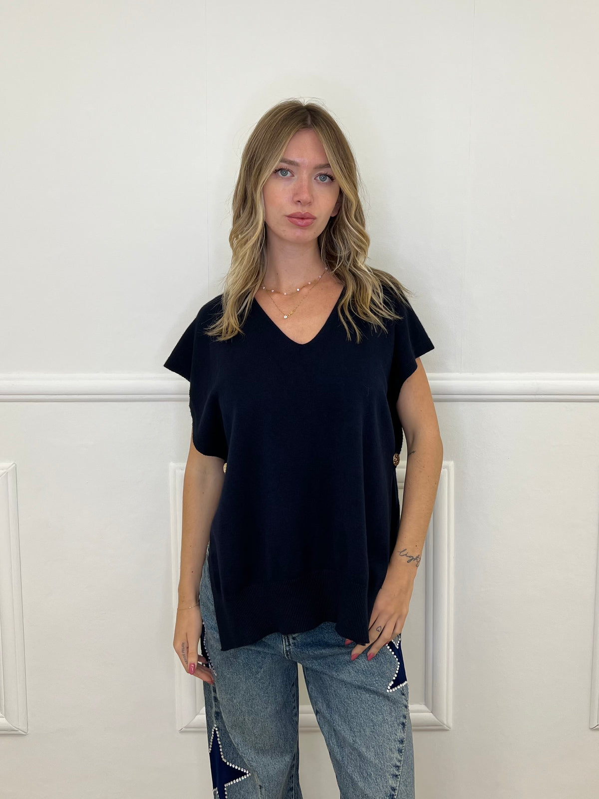 Maglia Viscosa e Alpaca con Bottoni 3502