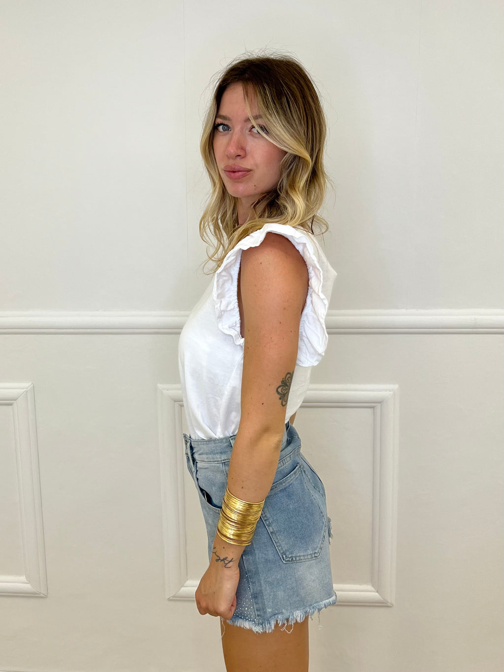 T-shirt Con Rouches 1673 Bianco