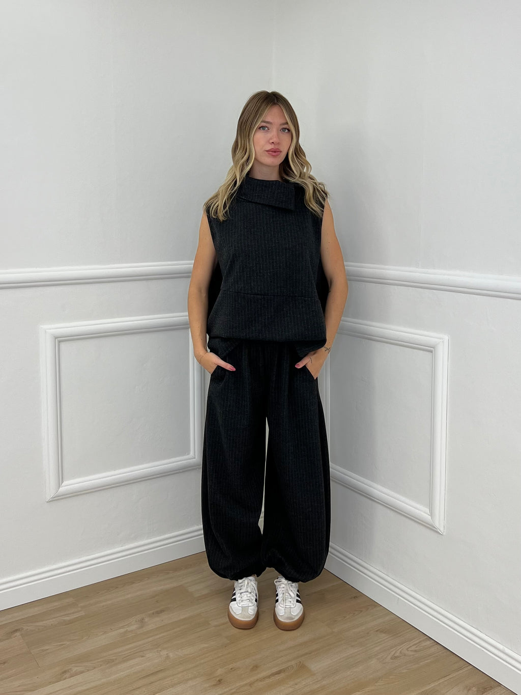Pantalone Baggy Gessato Smerigliato 51366 Antracite