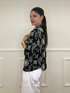 Blazer Ricamato in Lino e Viscosa 11353 Nero