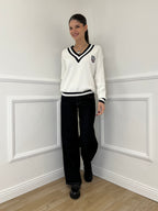 Maglia a V College 9574 Bianco