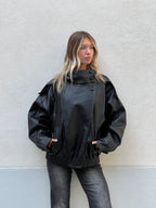 Bomber Ecopelle Martellata F01 Nero