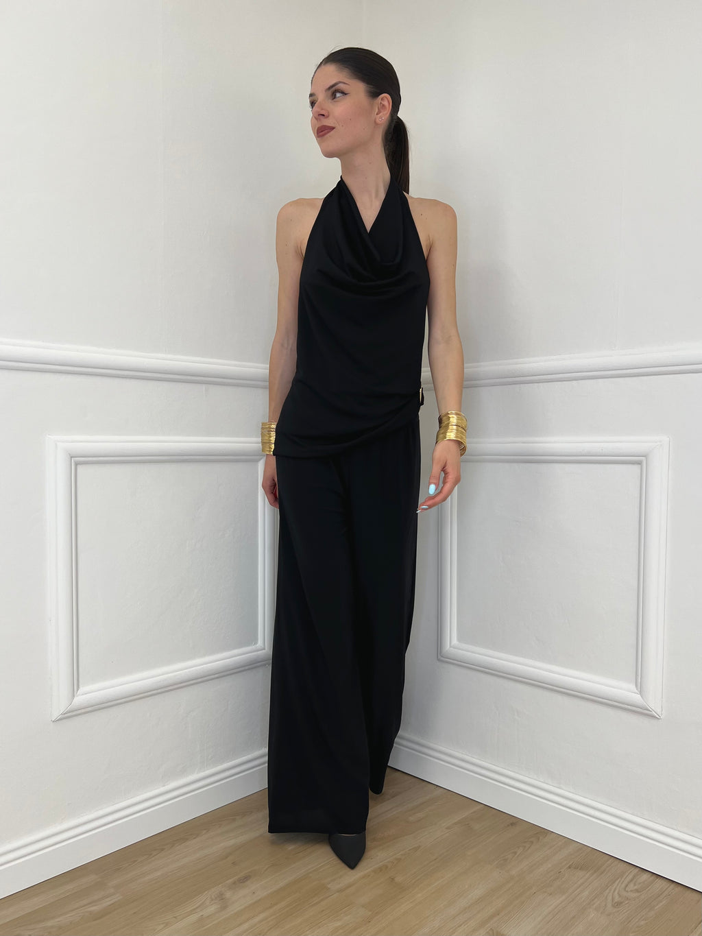 Pantalone Fluido 9078 Nero